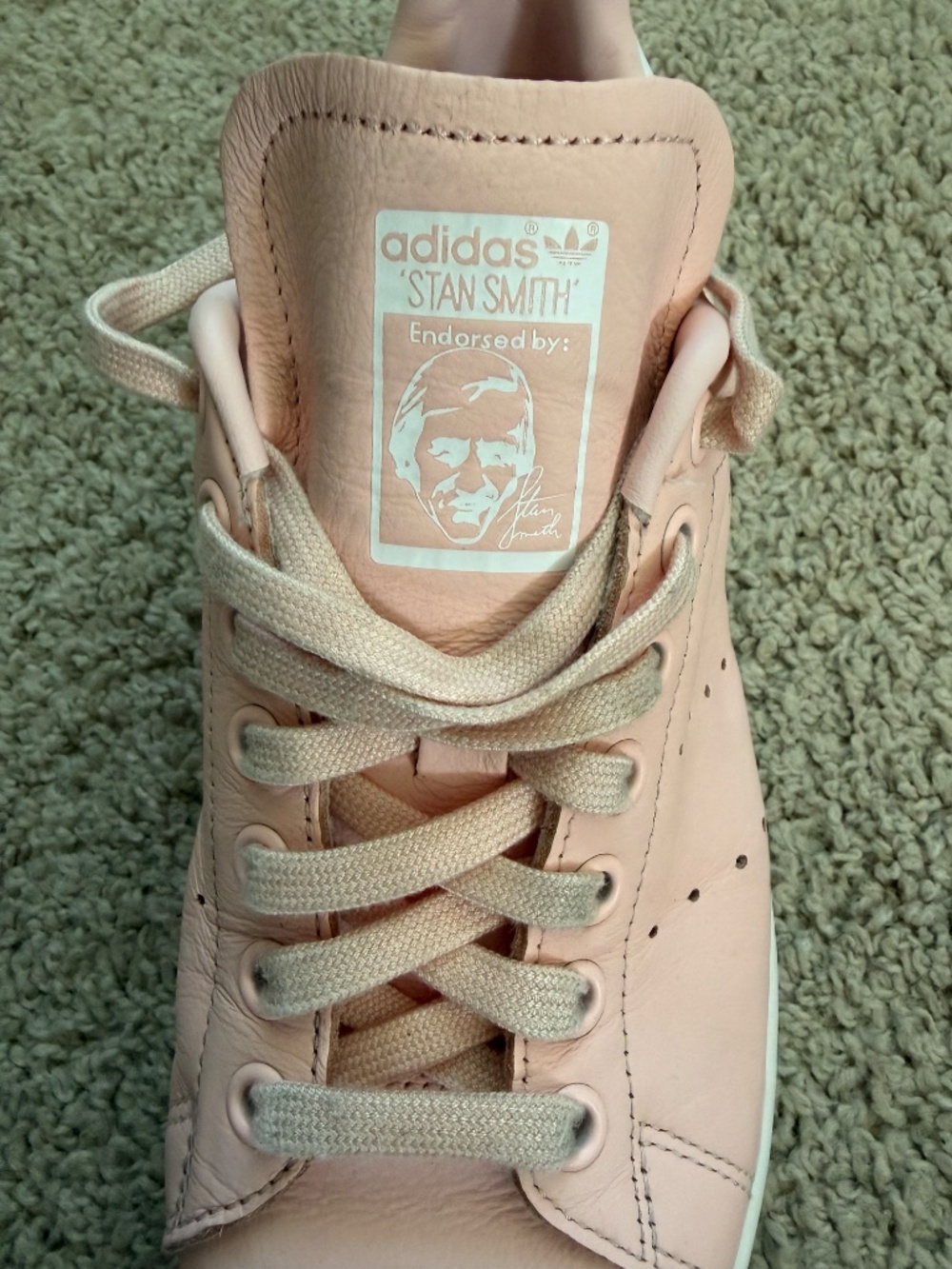 Adidas Stan Smith Pink Leather Sneakers Size US 6.5 Cursive Script Heel EE7708 - Picture 6 of 8